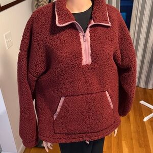 SO Women's Teddy Jacket - Burgundy and Pink. Smoke free home
